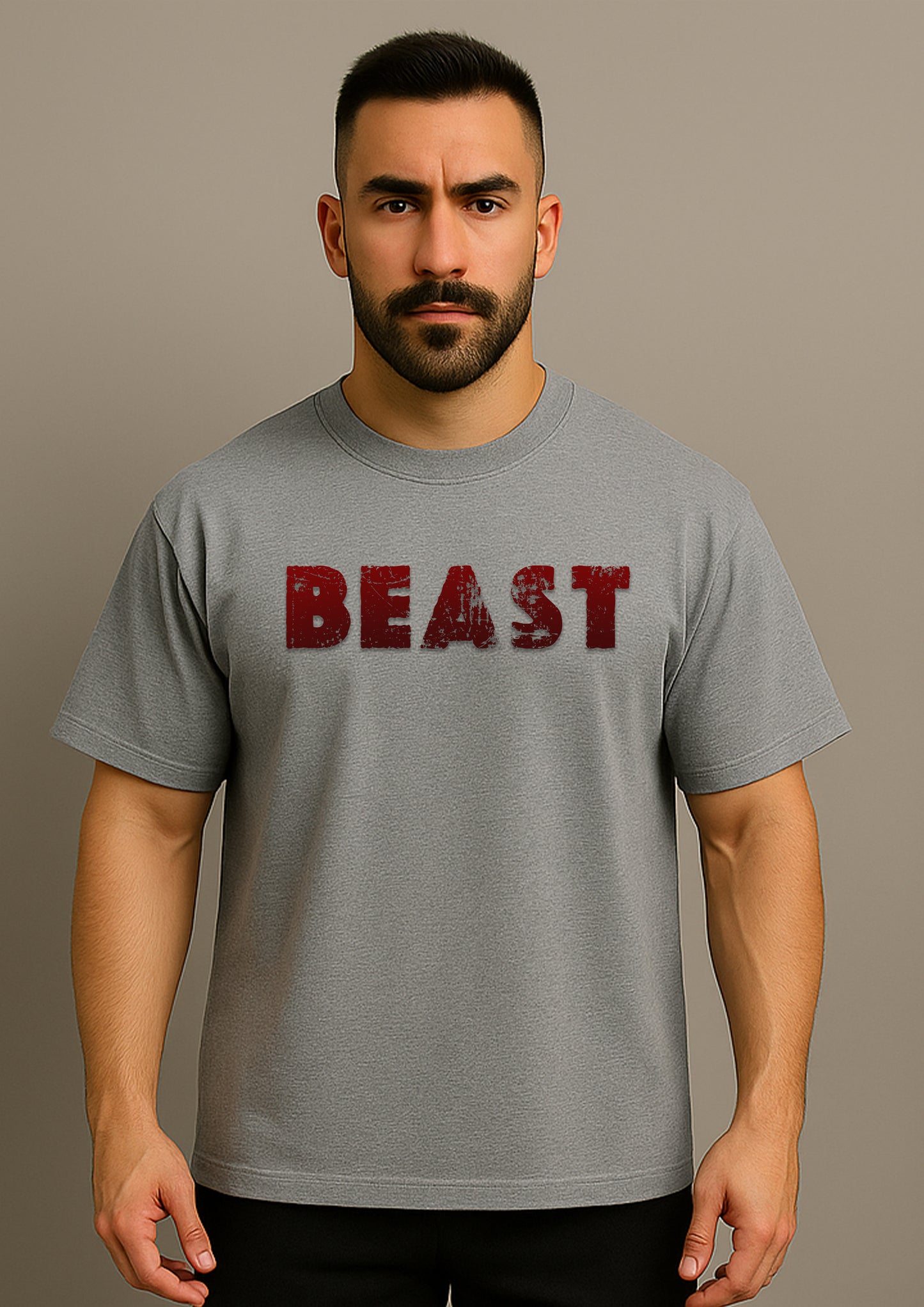 BEAST Mens Gym Tshirt Grey