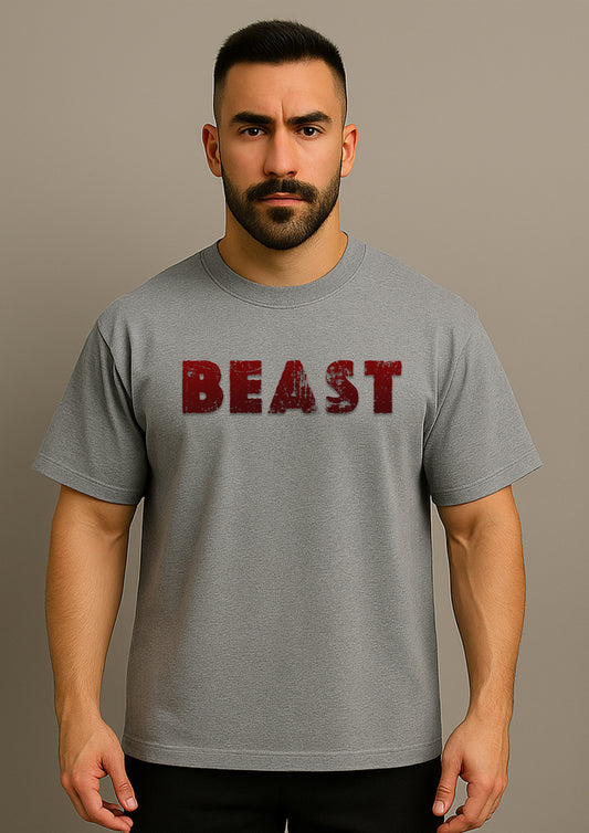 BEAST Mens Gym Tshirt Grey