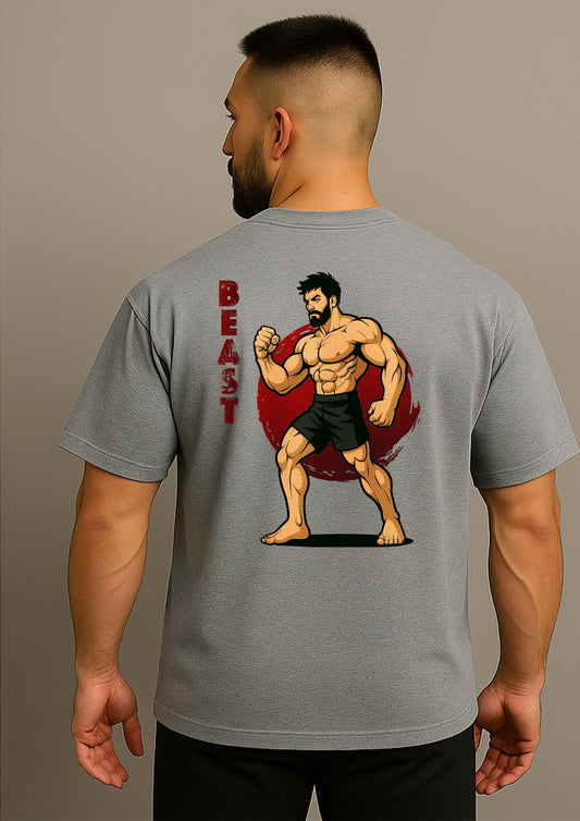 BEAST Mens Gym Tshirt Grey