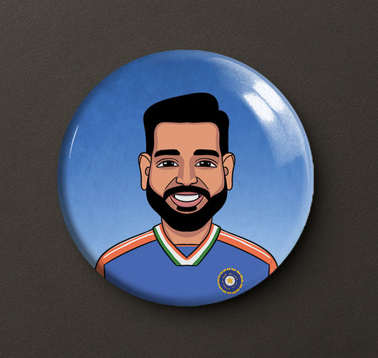 Rohit Sharma Caricature Badge Pin + Magnet