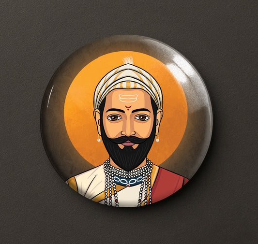Chhatrapati Shivaji Maharaj Caricature Badge Pin + Magnet